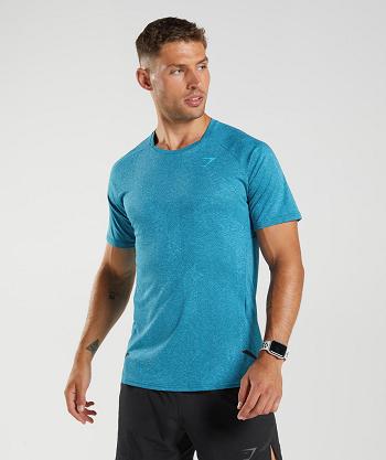 T Shirts Męskie Gymshark Apex Niebieskie Ciemny Szare Niebieskie | PL 3896JPQ